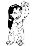 coloriage Lilo et sa fleur exotique